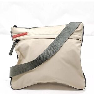 PRADA Crossbody Bag Unisex Beige Nylon Shoulder Purse
